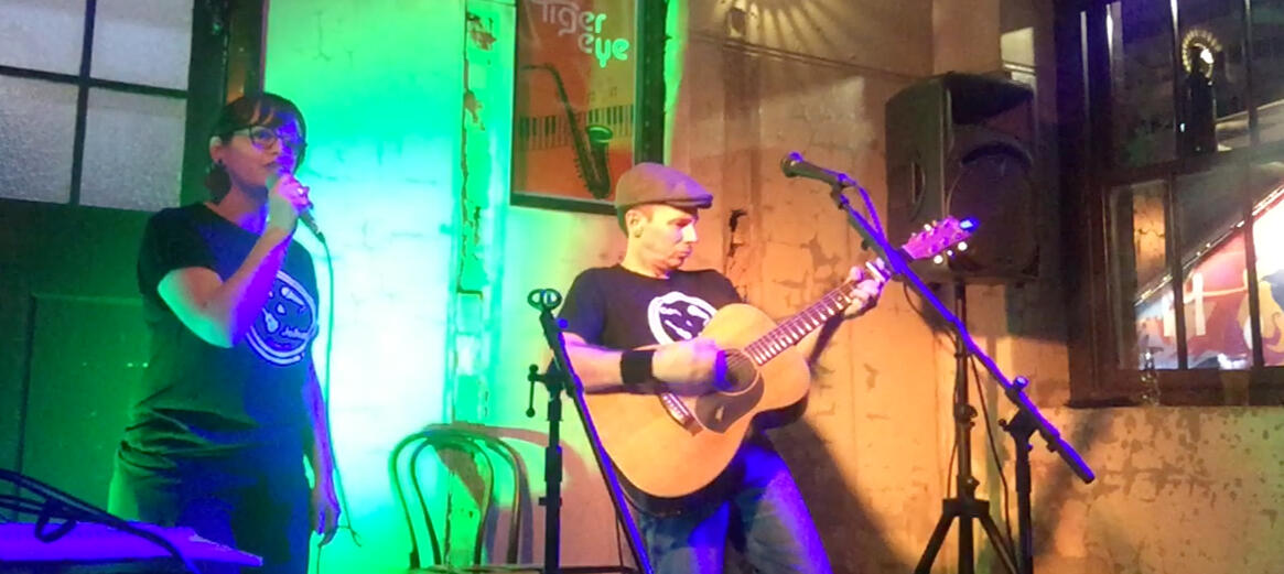 Cath and John performing at the Tiger Eye Bar